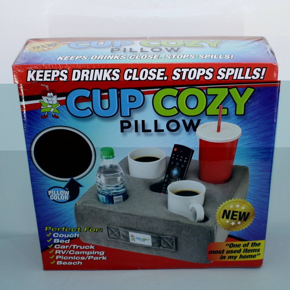 Couch Cup Cozy Pillow Drink Holder Couch Bed Car Travel Tray Organizer NEW